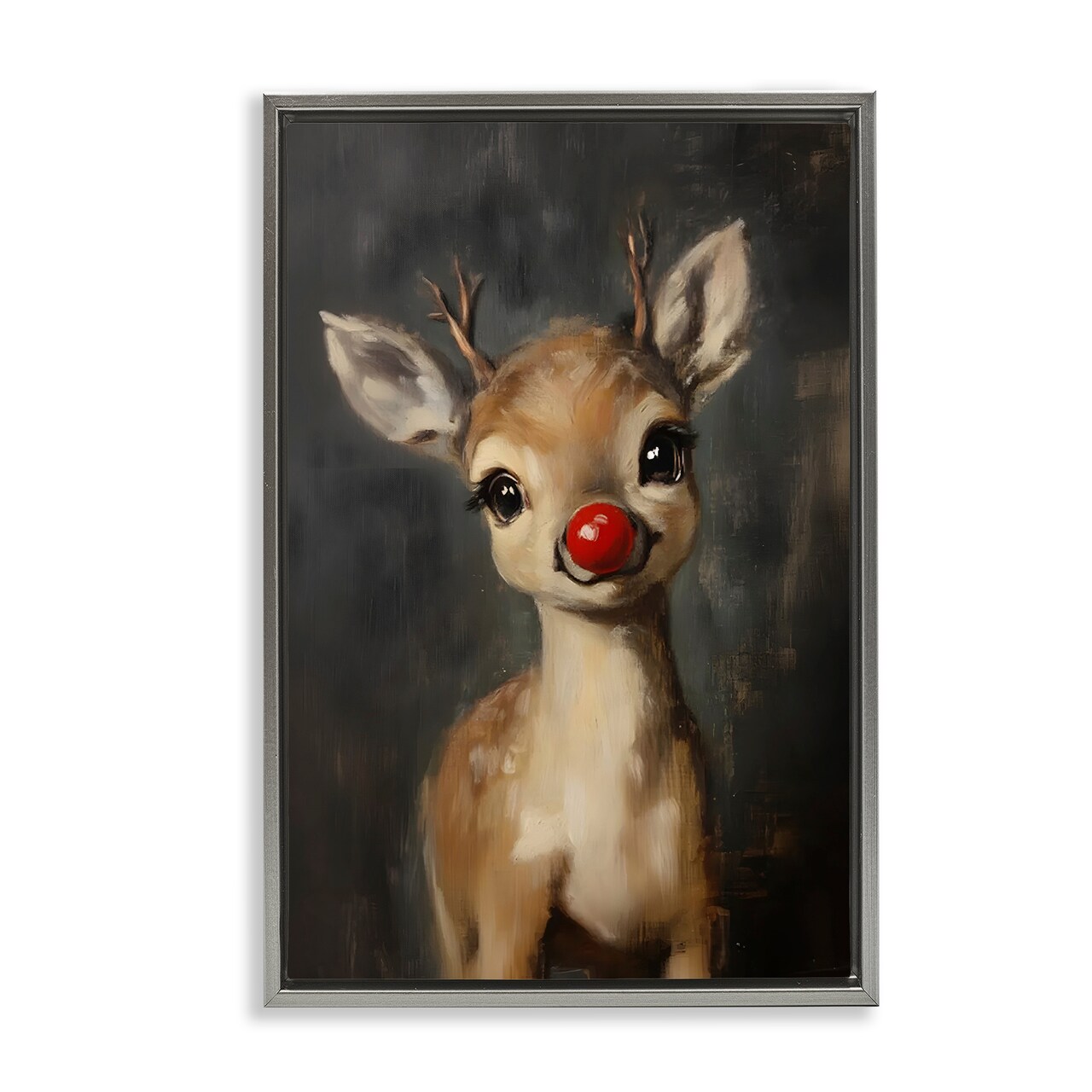 Stupell Industries Red Nose Baby Reindeer Floating Frame By Lettered and Lined